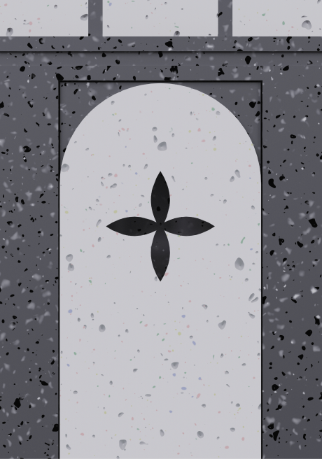Artificial flower motif on the cabinet